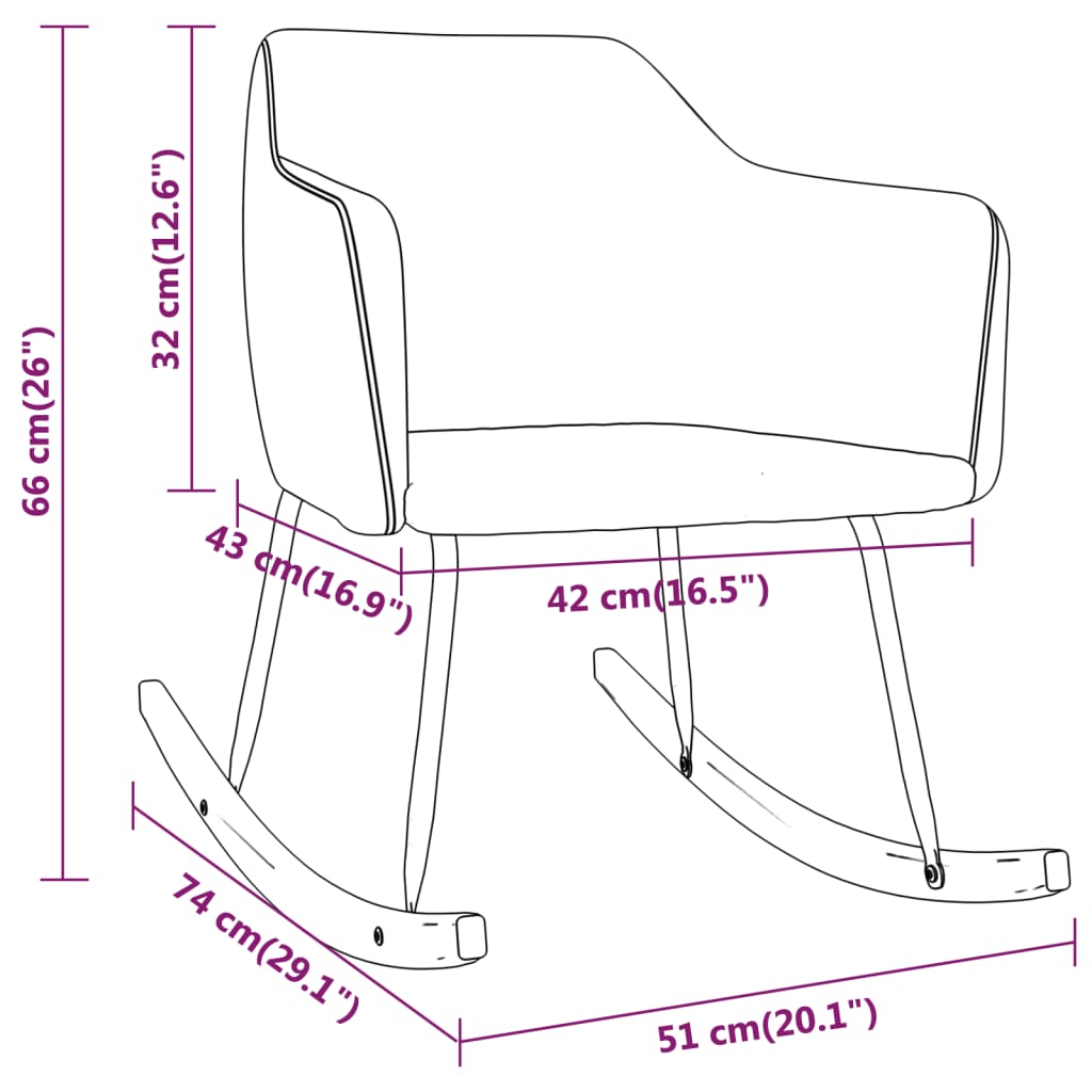 Chaise à bascule Gris clair Velours