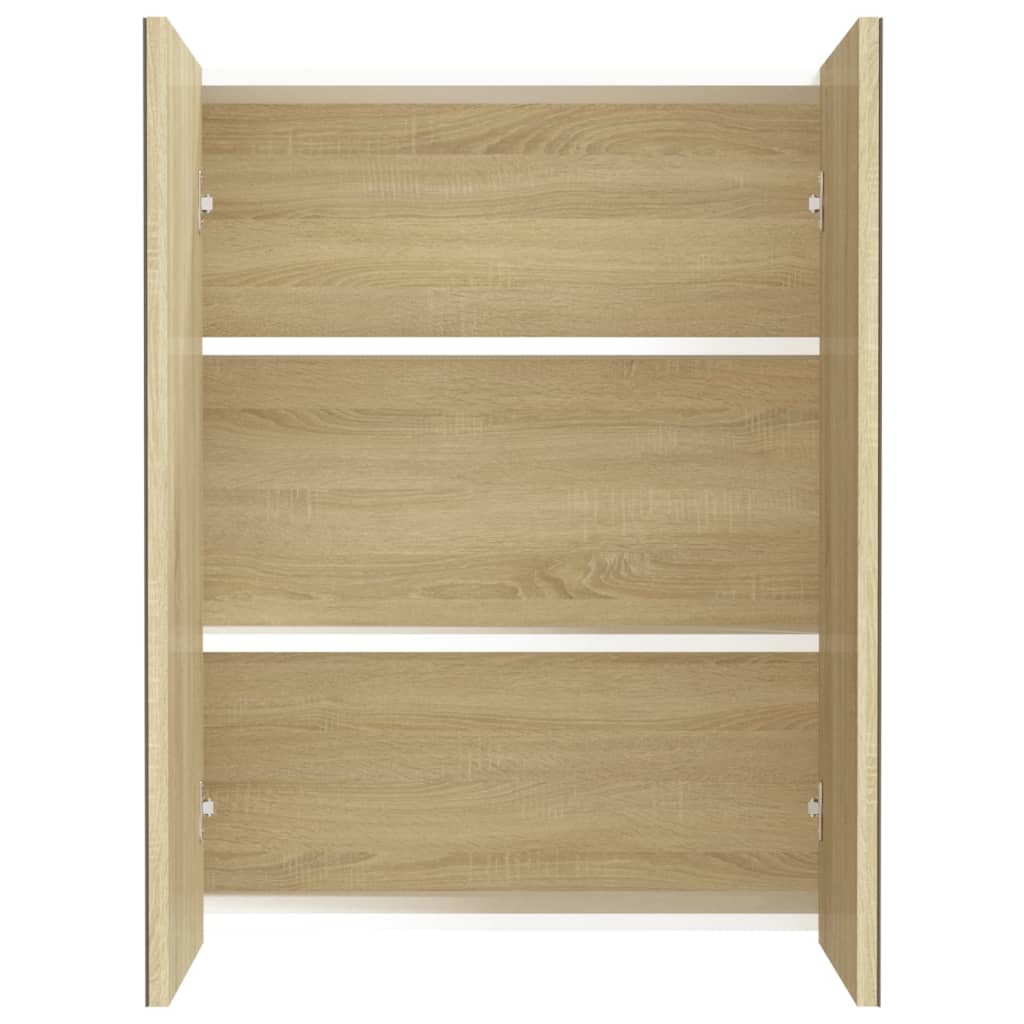 Armoire à miroir de salle de bain 60x15x75cm MDF Blanc et chêne