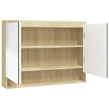 Badezimmerspiegelschrank 80x15x60cm MDF Weiß und Eiche