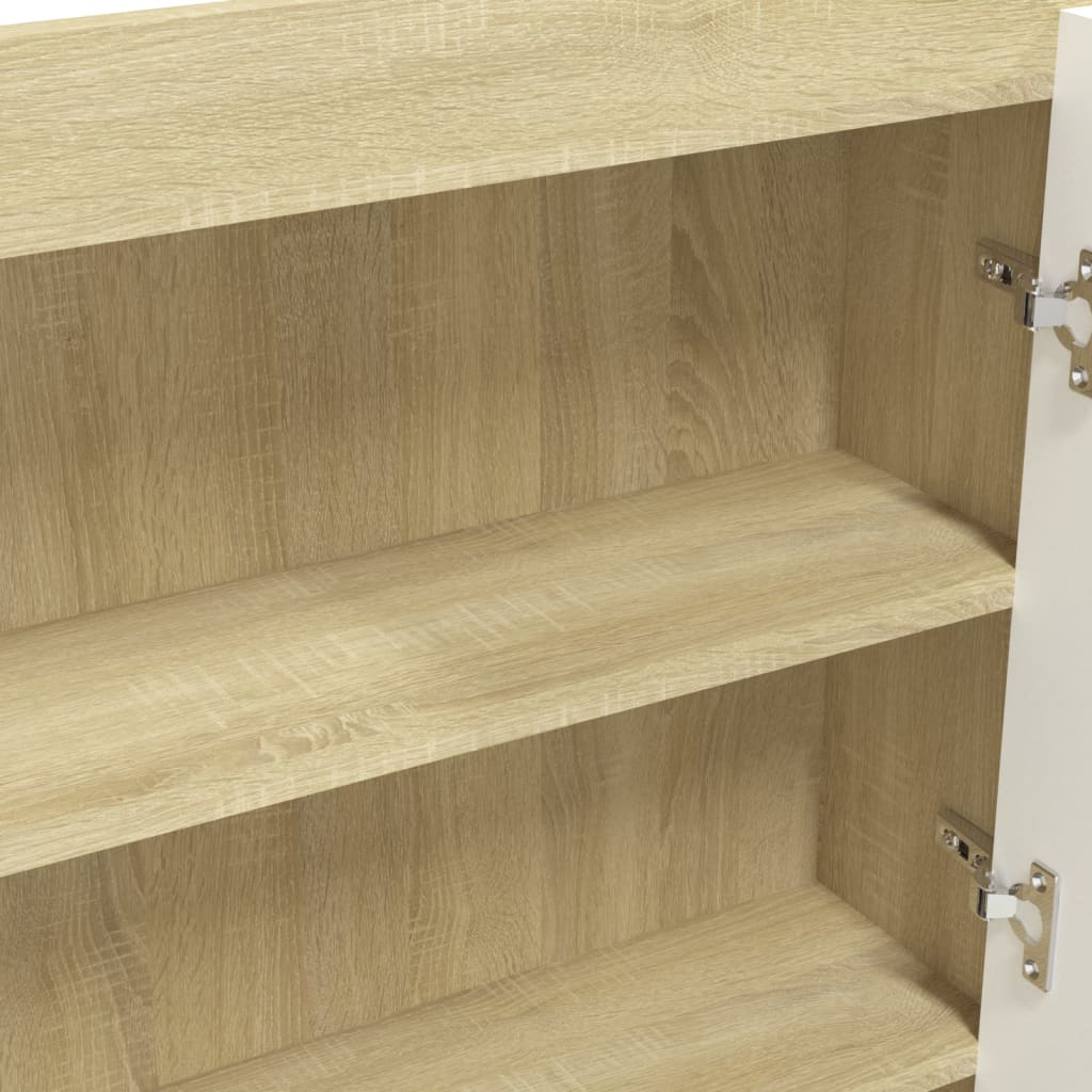 Badezimmerspiegelschrank 80x15x60cm MDF Weiß und Eiche