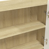 Badezimmerspiegelschrank 80x15x60cm MDF Weiß und Eiche