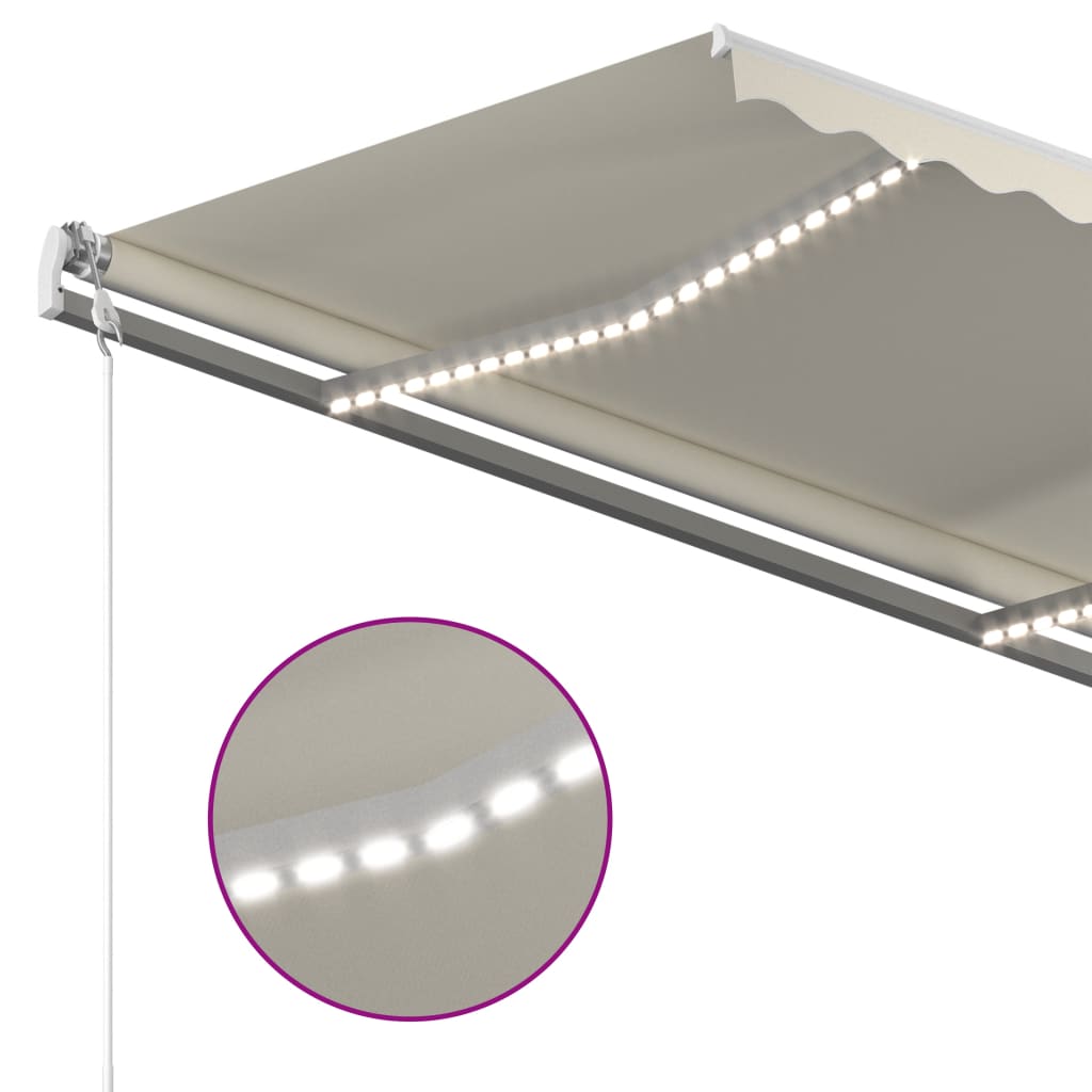 Automatic awning with wind sensor and LED 300x250 cm Cream