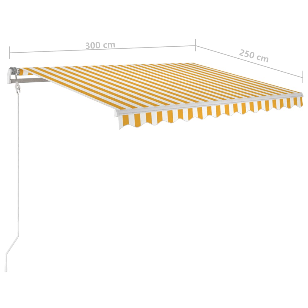 Automatic awning with wind sensor and LED 300x250cm Yellow/white