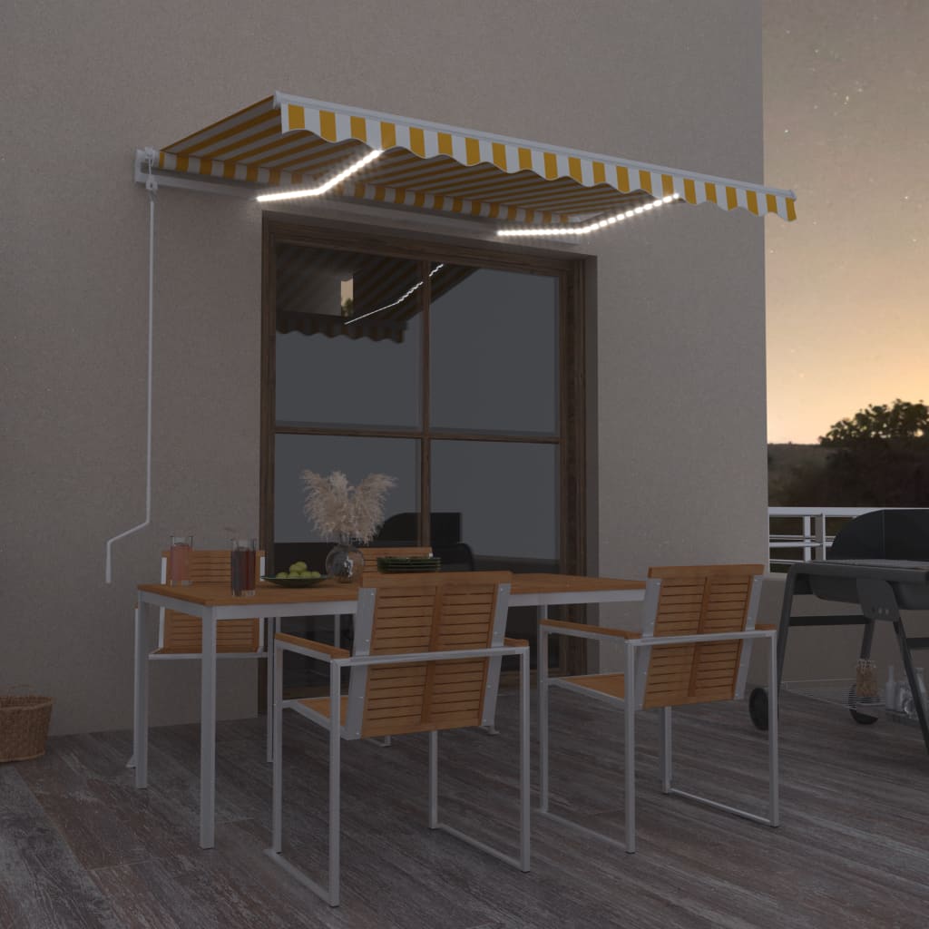 Automatic awning with wind sensor and LED 300x250cm Yellow/white