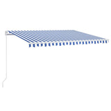 Manual retractable awning with LED 400x300 cm Blue and white