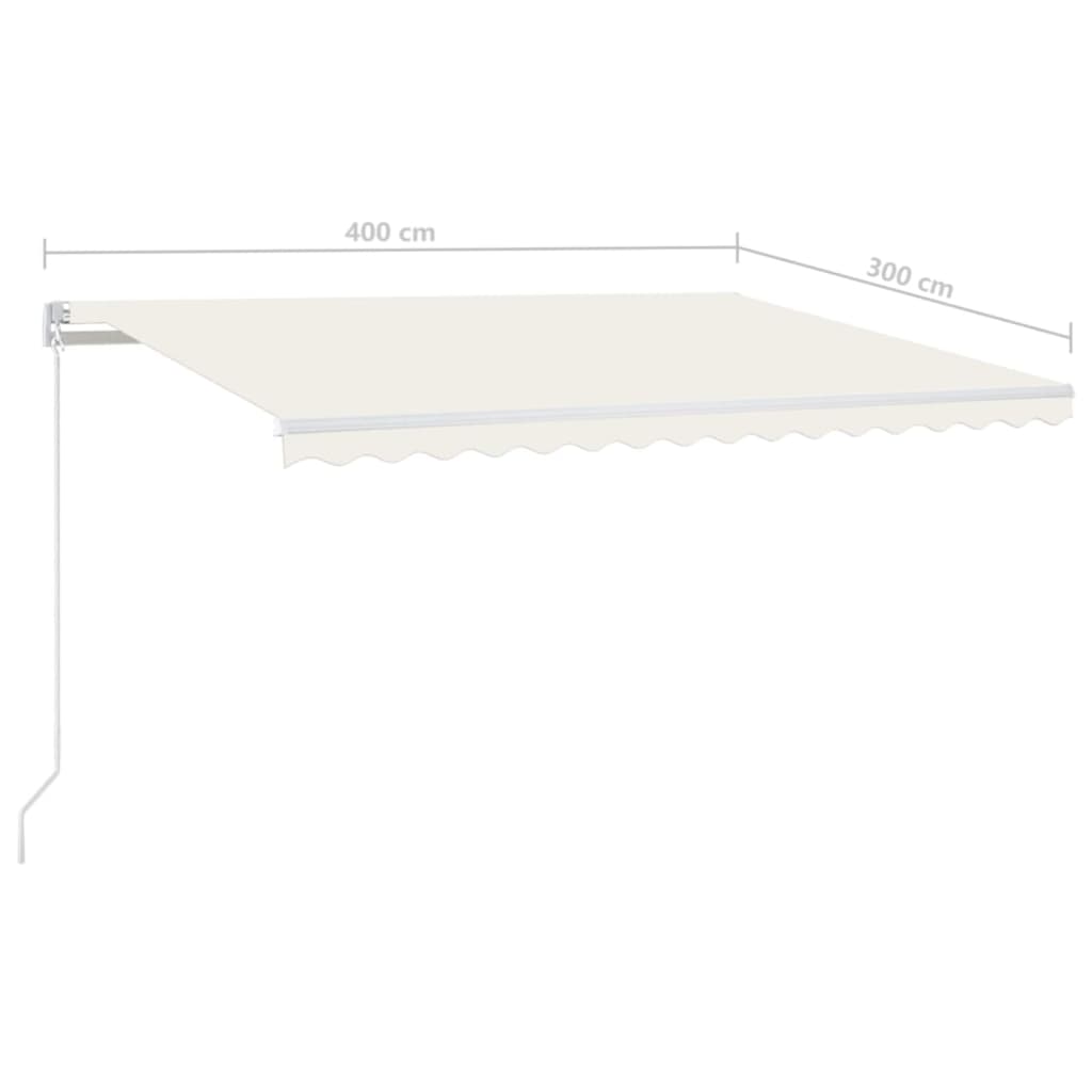 Manual retractable awning with LED 400x300 cm Cream