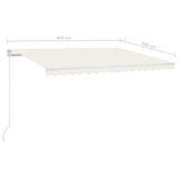 Manual retractable awning with LED 400x300 cm Cream