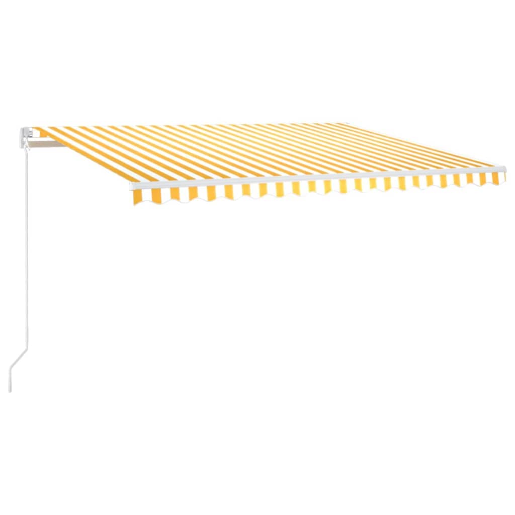 Manual retractable awning with LED 400x300 cm Yellow and white