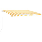 Manual retractable awning with LED 400x300 cm Yellow and white