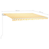 Manual retractable awning with LED 400x300 cm Yellow and white