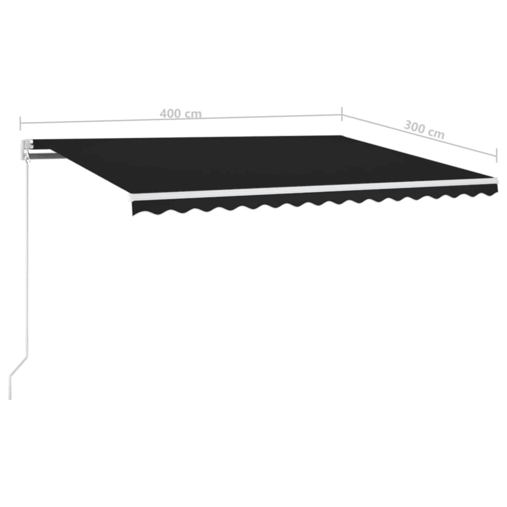 Manual retractable awning with LED 400x300 cm Anthracite