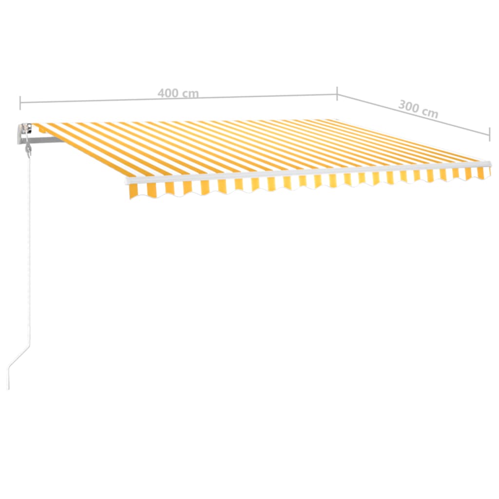 Automatic awning wind sensor/LED 400x300cm Yellow and white