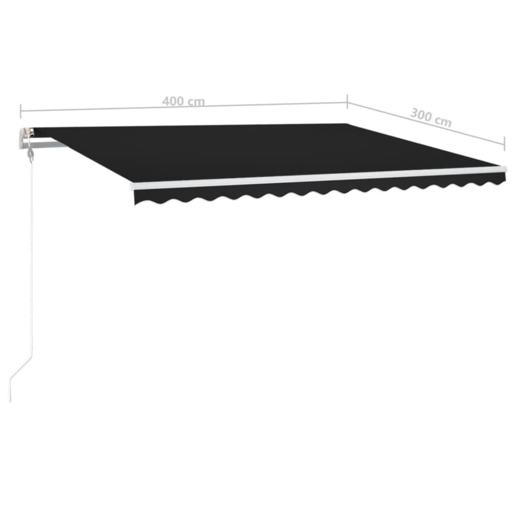 Automatic awning with wind sensor and LED 400x300 cm Anthracite