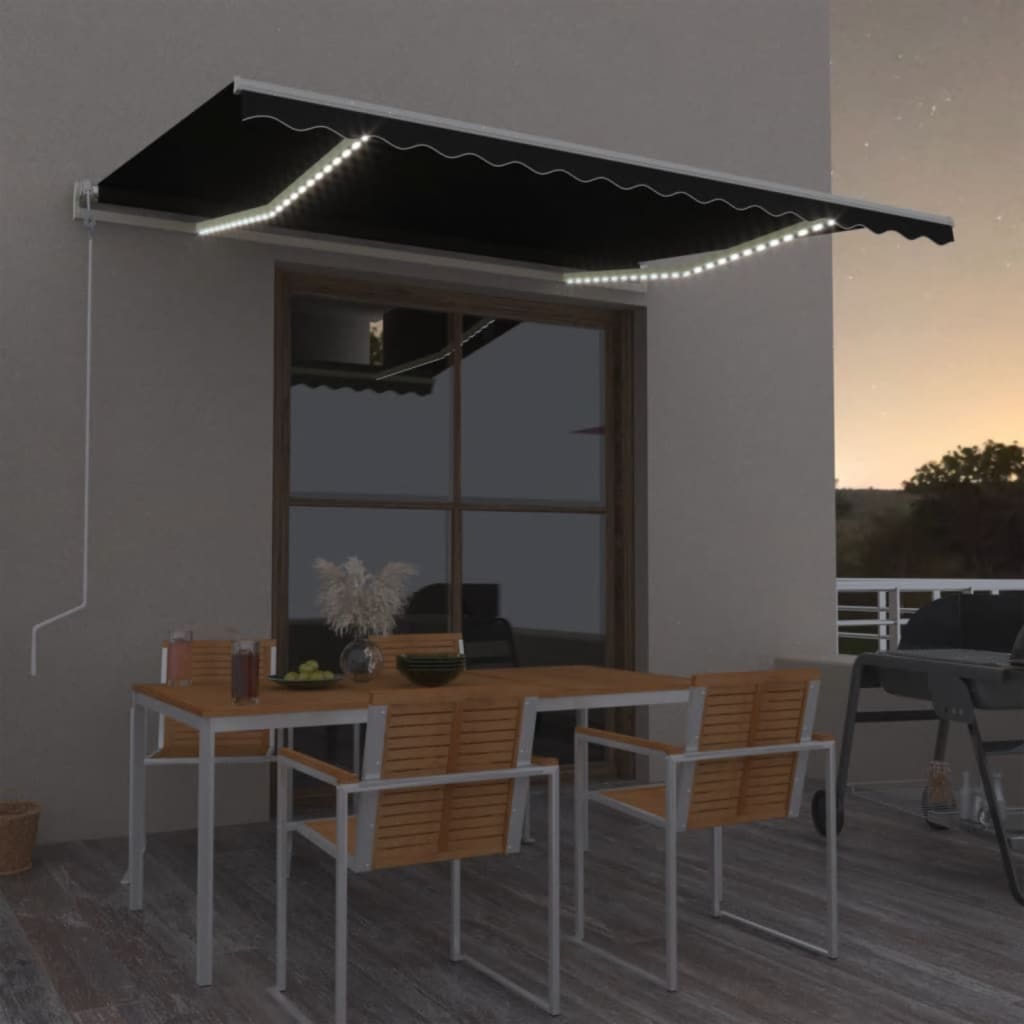 Automatic awning with wind sensor and LED 400x300 cm Anthracite