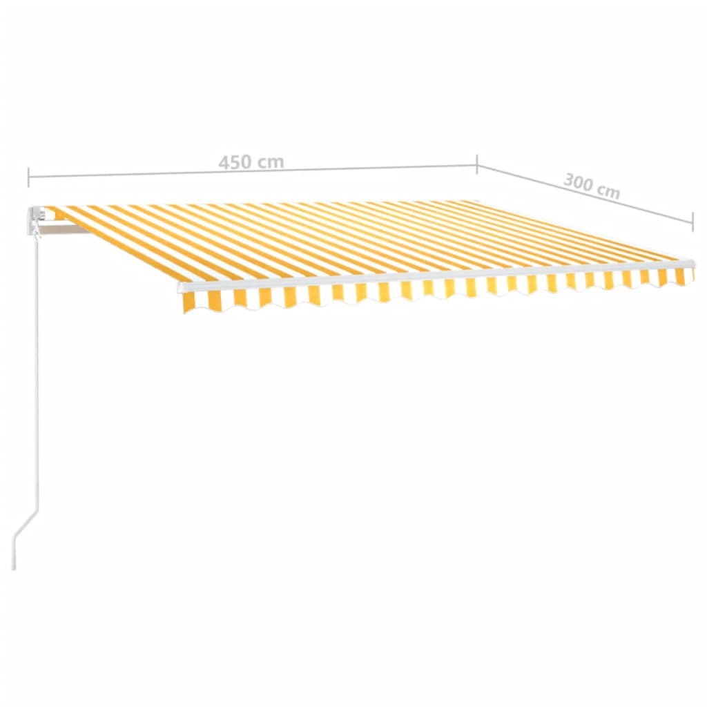 Auvent automatique capteur de vent/LED 450x300cm Jaune et blanc