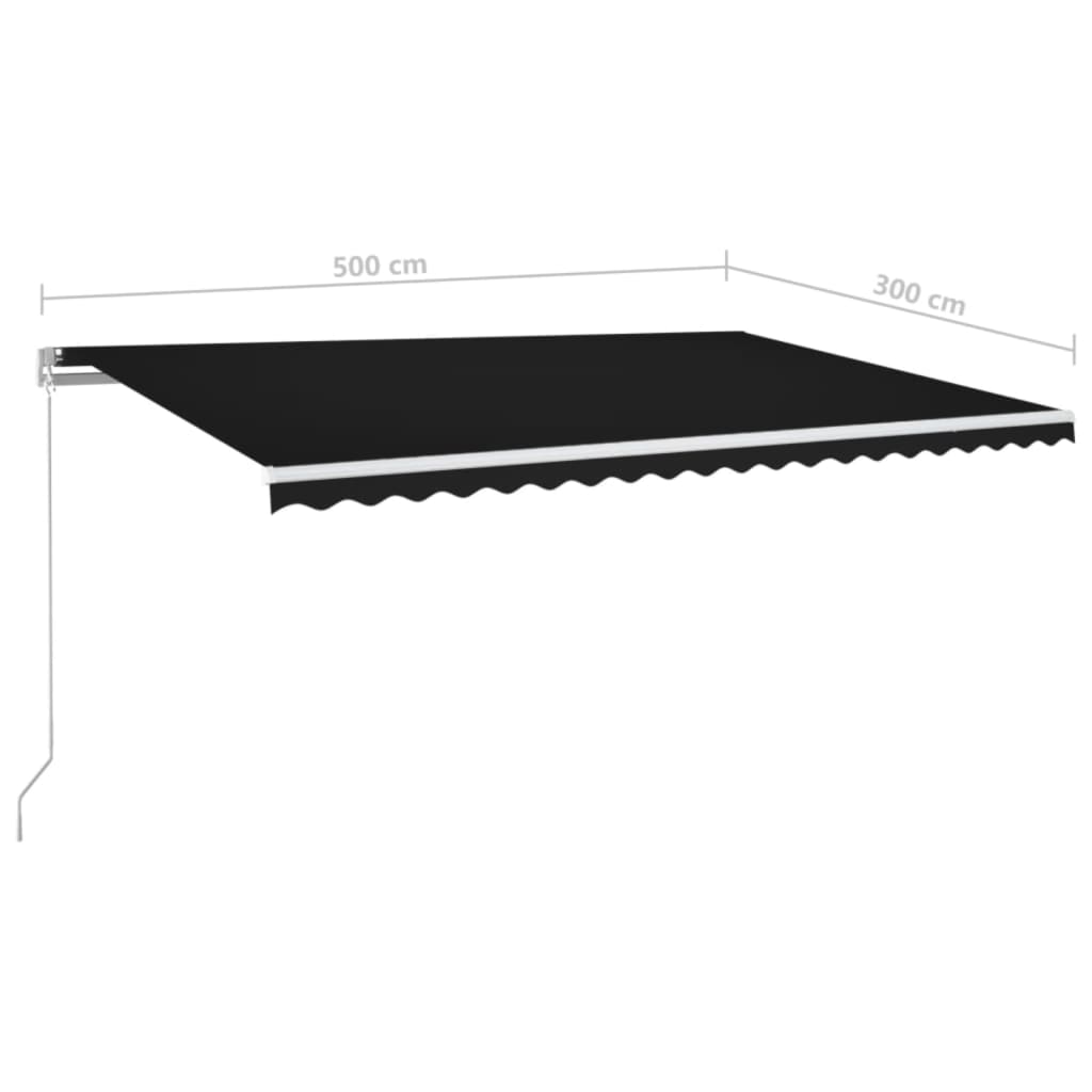 Auvent manuel rétractable avec LED 500x300 cm Anthracite