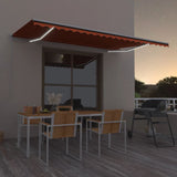 Manual retractable awning with LED 500x300 cm Orange and brown