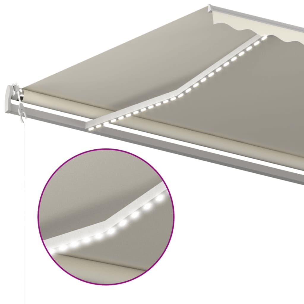 Automatische Markise mit Windsensor und LED 500x300 cm Creme