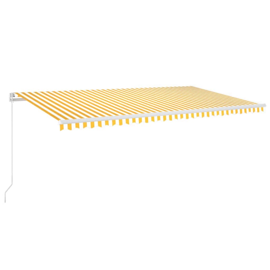 Manual retractable awning with LED 600x300 cm Yellow and white