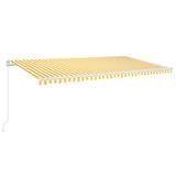 Manual retractable awning with LED 600x300 cm Yellow and white