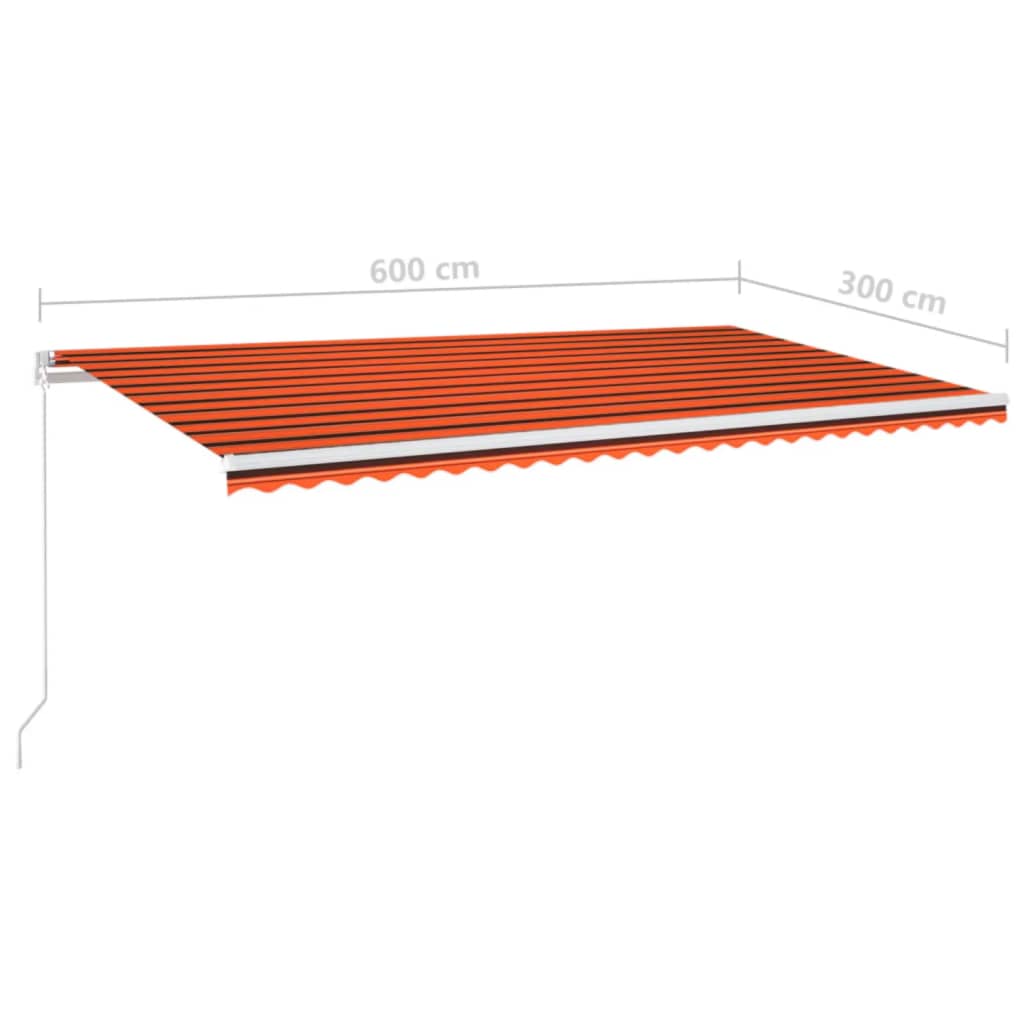 Einziehbare manuelle Markise mit LED 600x300 cm Orange und Braun