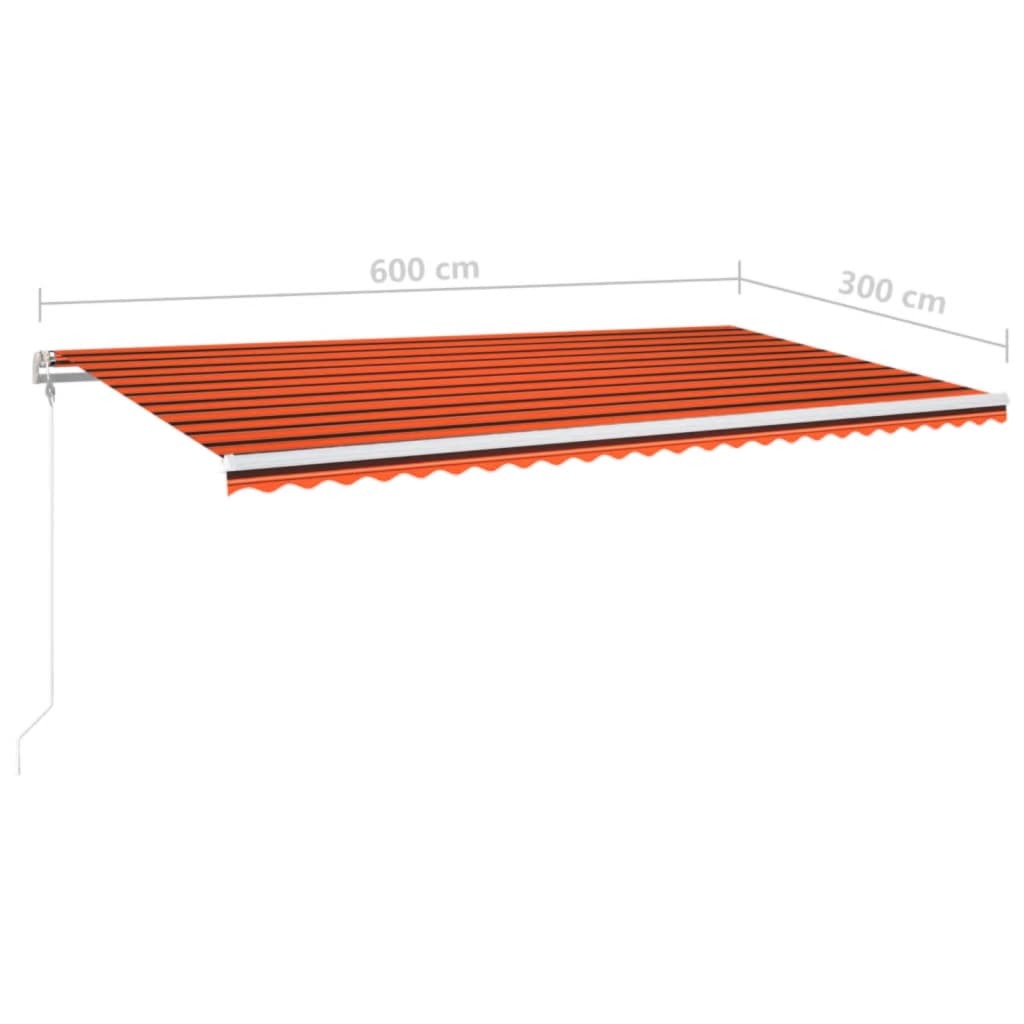 Automatic awning wind sensor LED 600x300 cm Orange brown