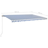 Manual retractable awning with LED 500x350 cm Blue and white