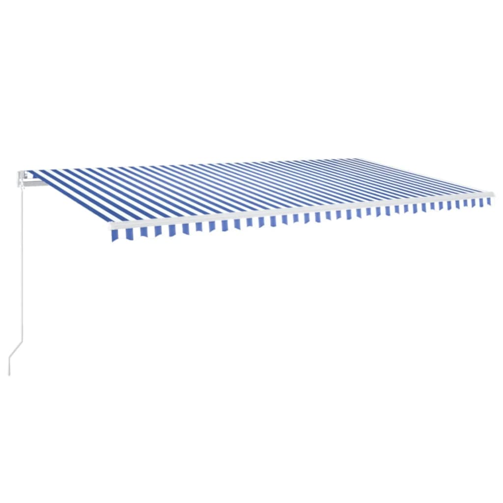 Manual retractable awning with LED 600x350 cm Blue and white