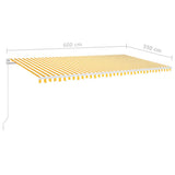 Manual retractable awning with LED 600x350 cm Yellow and white