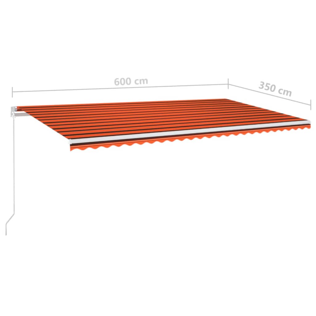 Einziehbare manuelle Markise mit LED 600x350 cm Orange und Braun