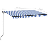 Automatischer Markisen-Windsensor/LED 300x250 cm Blau und Weiß