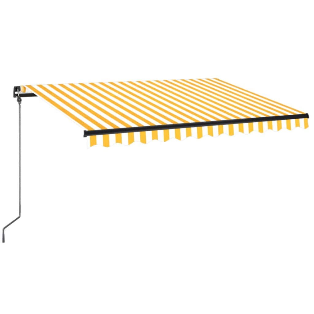 Manual retractable awning with LED 350x250 cm Yellow and white