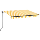 Manual retractable awning with LED 350x250 cm Yellow and white