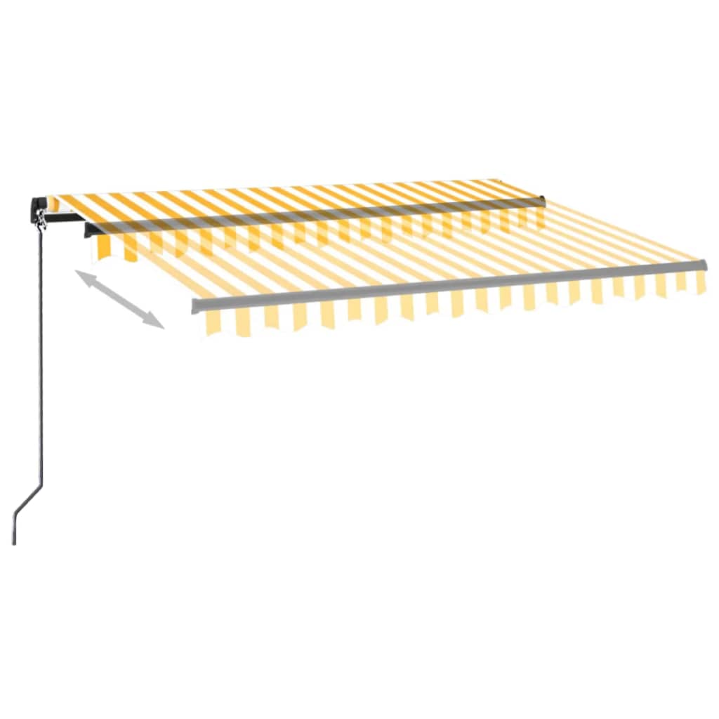 Manual retractable awning with LED 350x250 cm Yellow and white