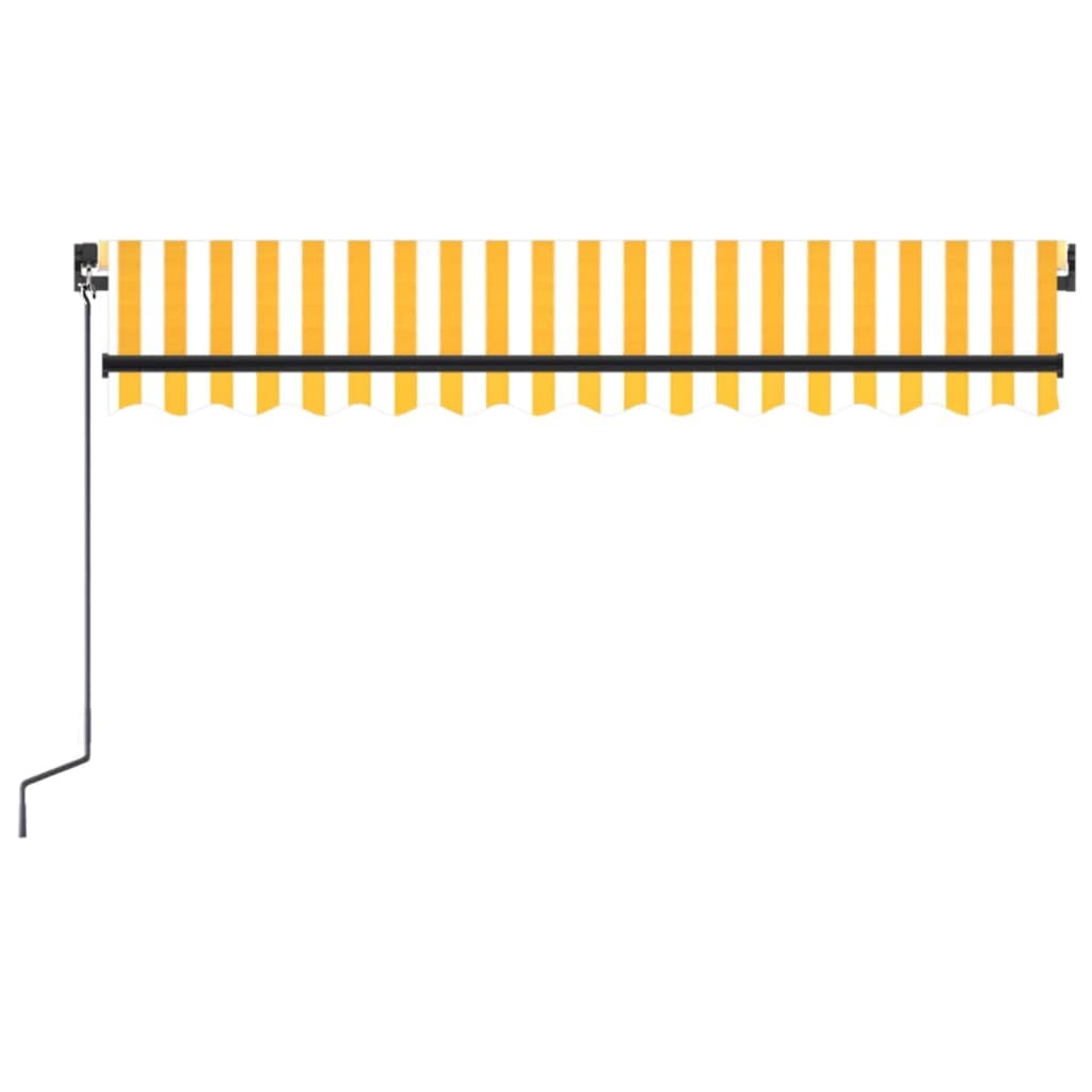 Manual retractable awning with LED 350x250 cm Yellow and white