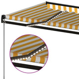 Manual retractable awning with LED 350x250 cm Yellow and white