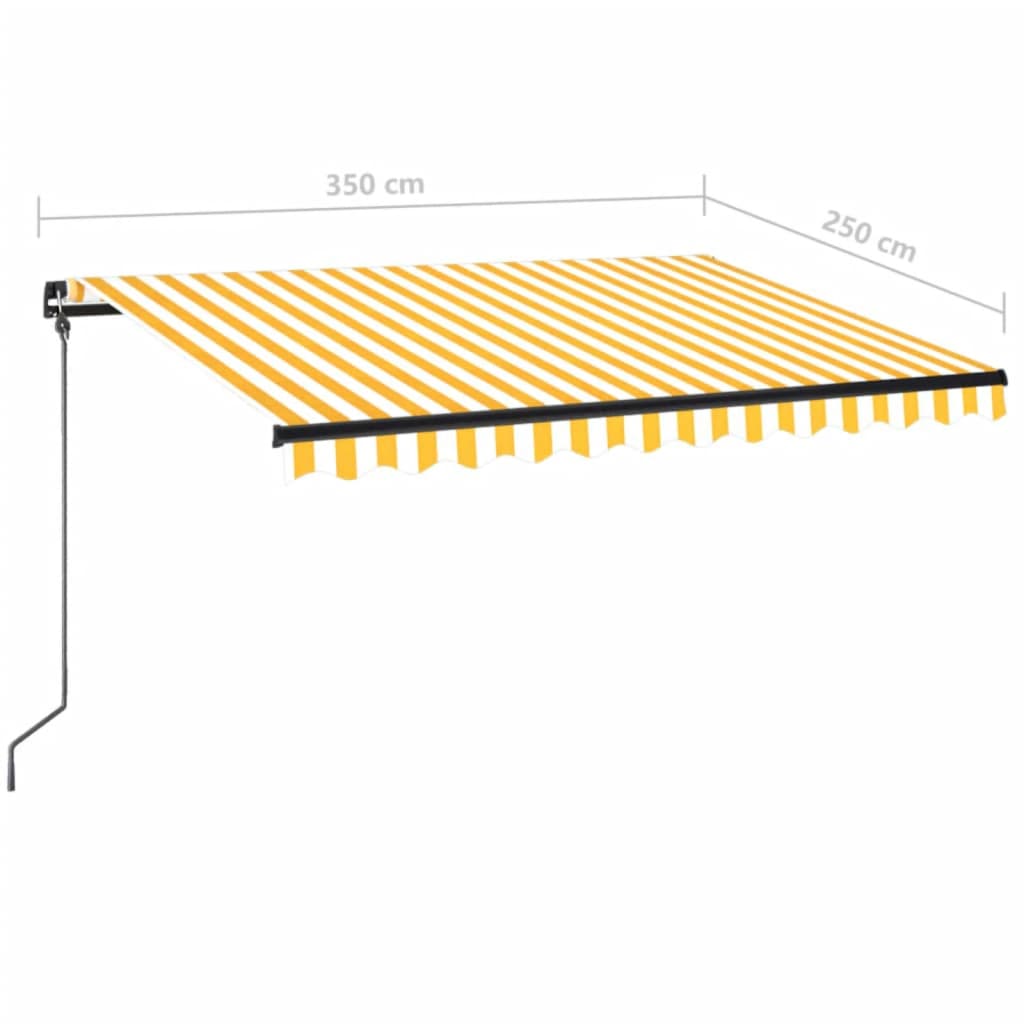 Manual retractable awning with LED 350x250 cm Yellow and white