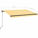 Manual retractable awning with LED 350x250 cm Yellow and white