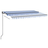 Manual retractable awning with LED 450x300 cm Blue and white