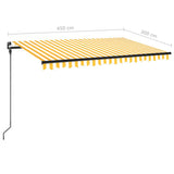 Einziehbare manuelle Markise mit LED 450x300 cm Gelb und Weiß