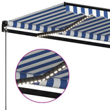 Manual retractable awning with LED 500x300 cm Blue and white