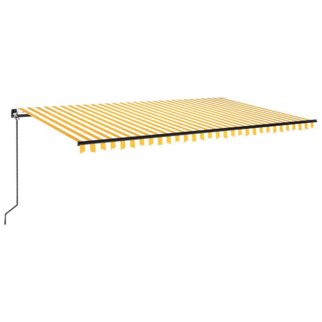 Manual retractable awning with LED 500x300 cm Yellow and white