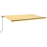 Manual retractable awning with LED 500x300 cm Yellow and white