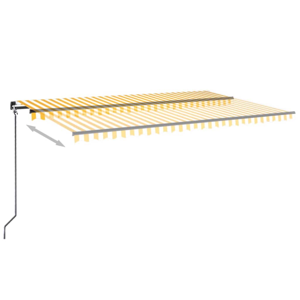 Manual retractable awning with LED 500x300 cm Yellow and white