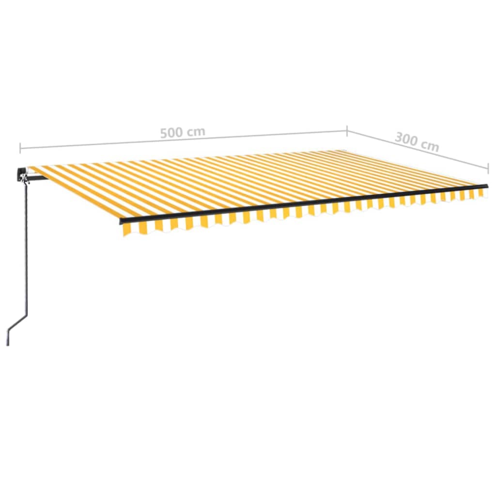 Manual retractable awning with LED 500x300 cm Yellow and white