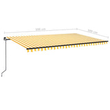 Manual retractable awning with LED 500x300 cm Yellow and white