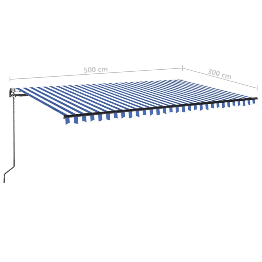 Automatischer Markisen-Windsensor/LED 500x300 cm Blau und Weiß