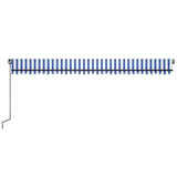 Auvent manuel rétractable avec LED 600x300 cm Bleu et blanc
