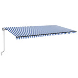 Auvent automatique capteur de vent/LED 600x300 cm Bleu et blanc