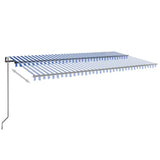 Auvent automatique capteur de vent/LED 600x300 cm Bleu et blanc